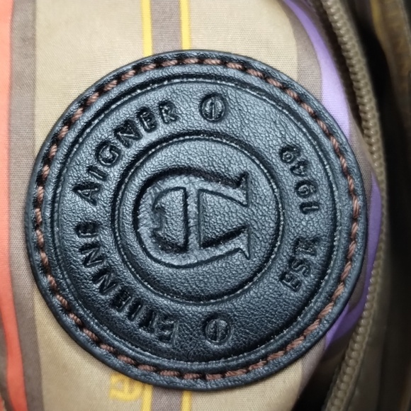 Etienne Aigner Large Satchel Shoulder Bag Black Leather with Keychain - Picture 12 of 16